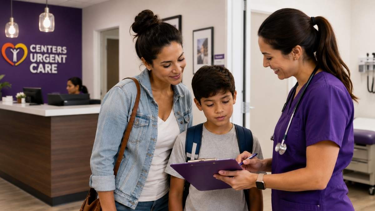 Mom and son completing a school physical NYC same day at urgent care