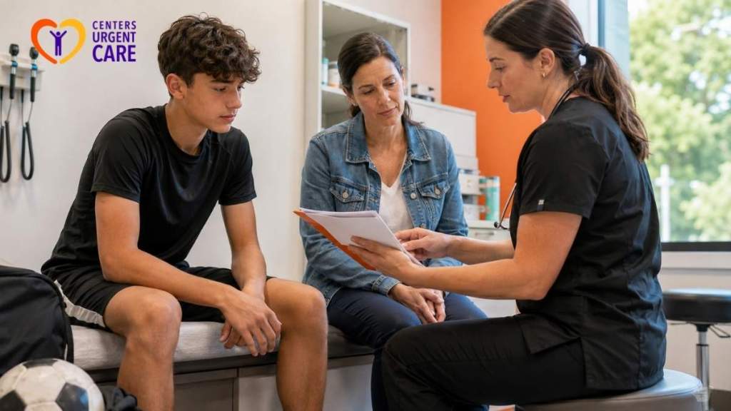 doctor-reviewing-sports-physical-requirements-with-teen